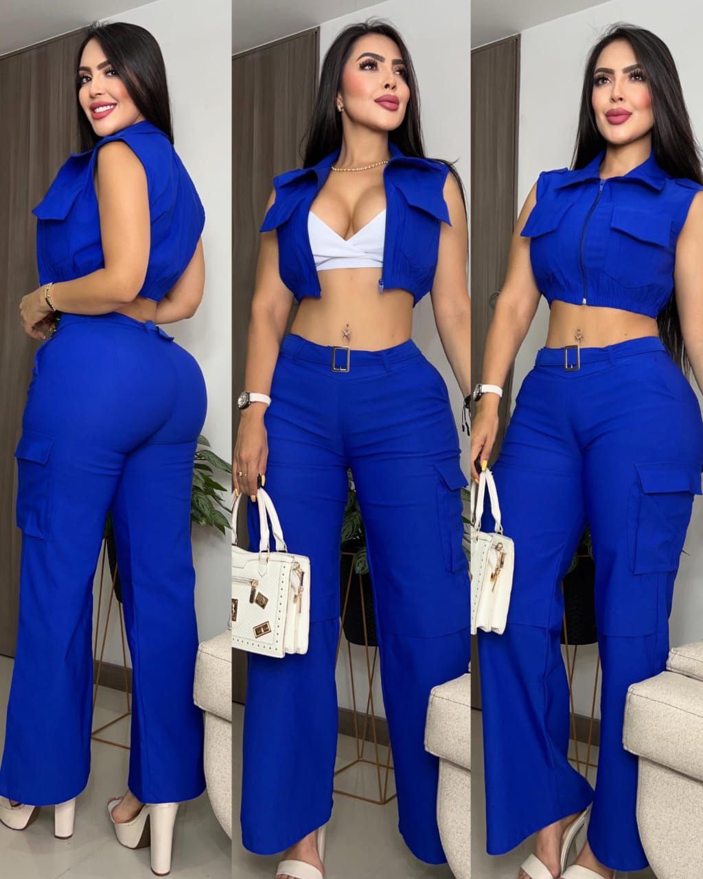 Conjunto Urban Elegance 3 Peças – Colete + Top + Calça Wide