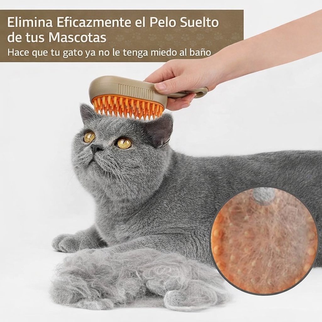 Cepillo Eliminador de Pelo 3 en 1 con Spray Calmante